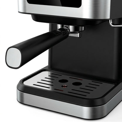 Portable Espresso Machine – 15-Bar Italian ULKA Pump, 1.5L Tank, 1050W, Stainless Steel & ABS (Silver/Black)
