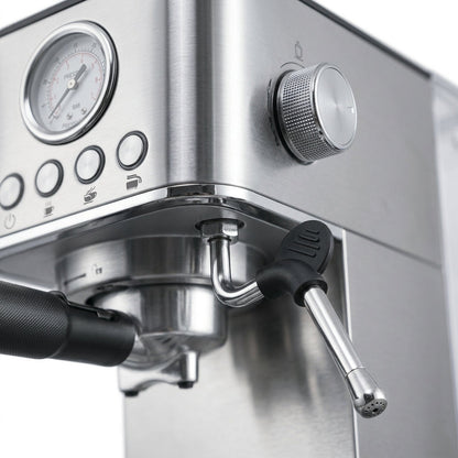 Portable 15-Bar Espresso Machine – Stainless Steel Italian-Style Brewer with Steam Function