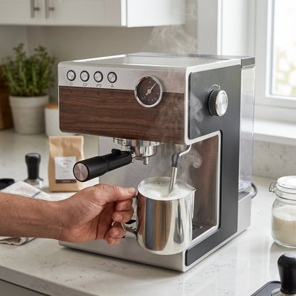 15-Bar Italian Pump Espresso Machine – 950W Touch Screen Coffee Maker with Temperature Dial & Overheat Protection