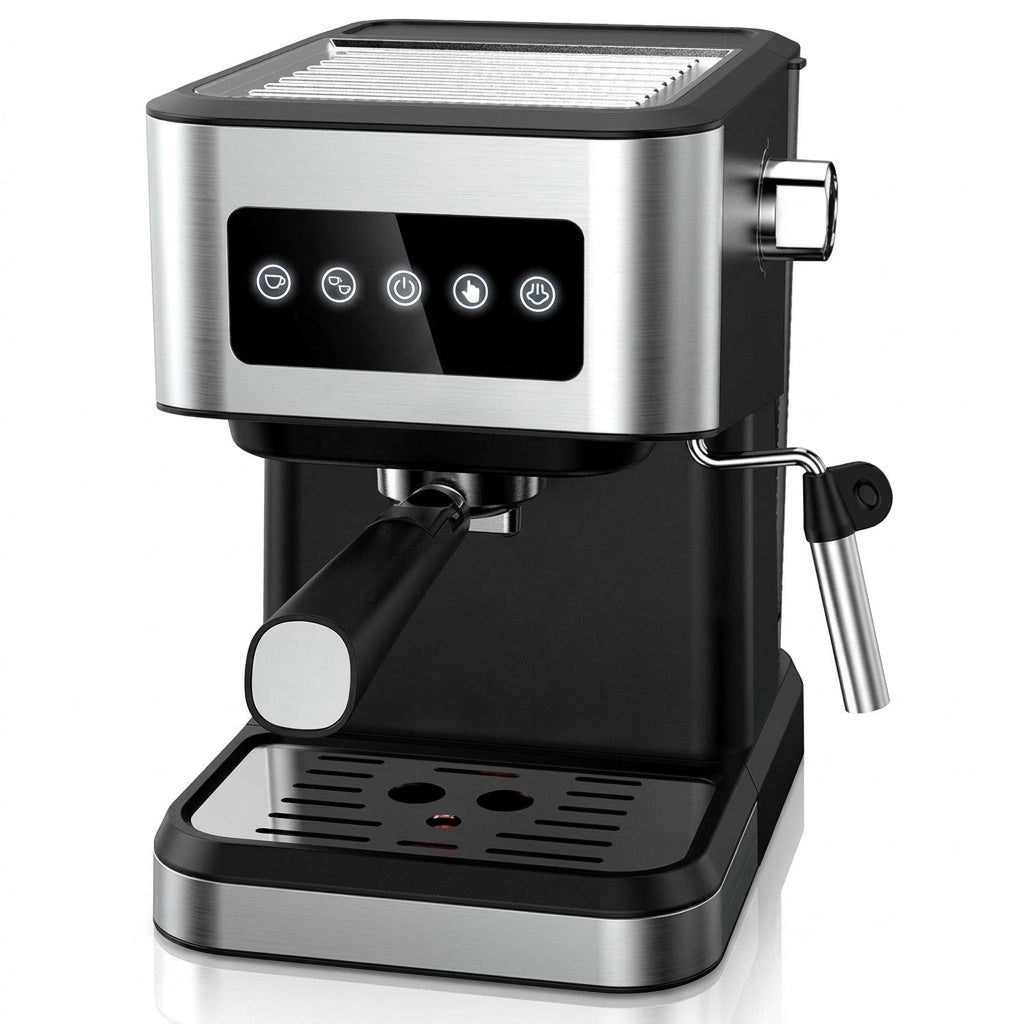 Portable Espresso Machine – 15-Bar Italian ULKA Pump, 1.5L Tank, 1050W, Stainless Steel & ABS (Silver/Black)