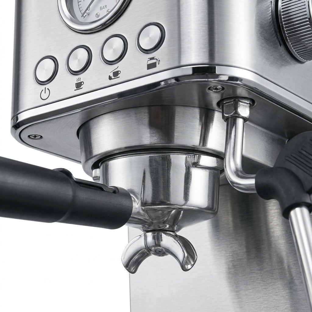 Portable 15-Bar Espresso Machine – Stainless Steel Italian-Style Brewer with Steam Function