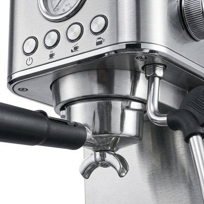 Portable 15-Bar Espresso Machine – Stainless Steel Italian-Style Brewer with Steam Function