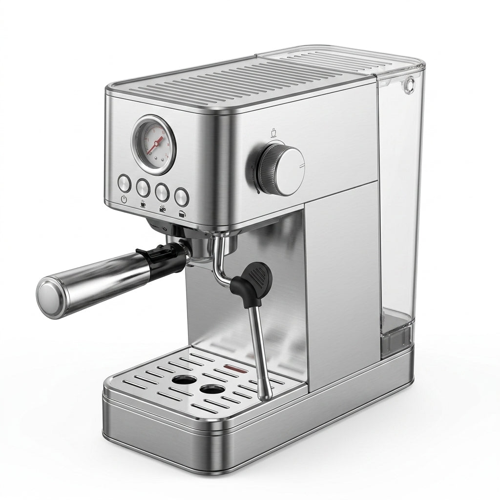 Portable 15-Bar Espresso Machine – Stainless Steel Italian-Style Brewer with Steam Function